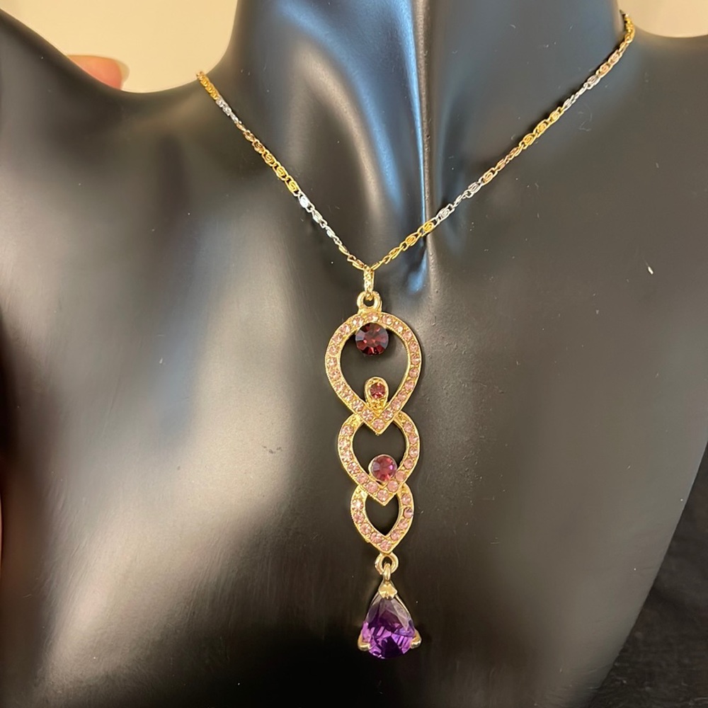 Amethyst crystal chain pendant necklace